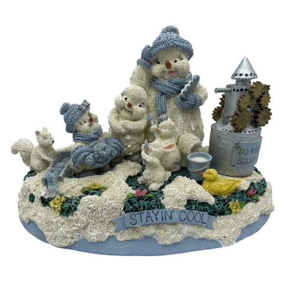 Snowman Family Figurine By Encore Group 1999 "Stayin Cool" Winter Scene Decor - Picture 1 of 16